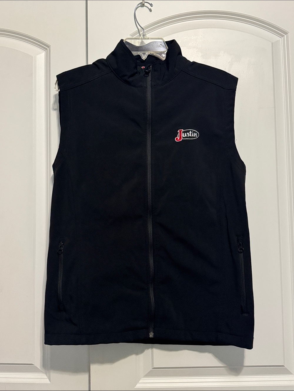 Justin Boots Black Laminated Men's Vest with Logo Size Medium